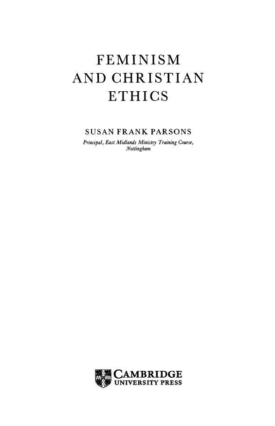 FEMINISM AND CHRISTIAN ETHICS