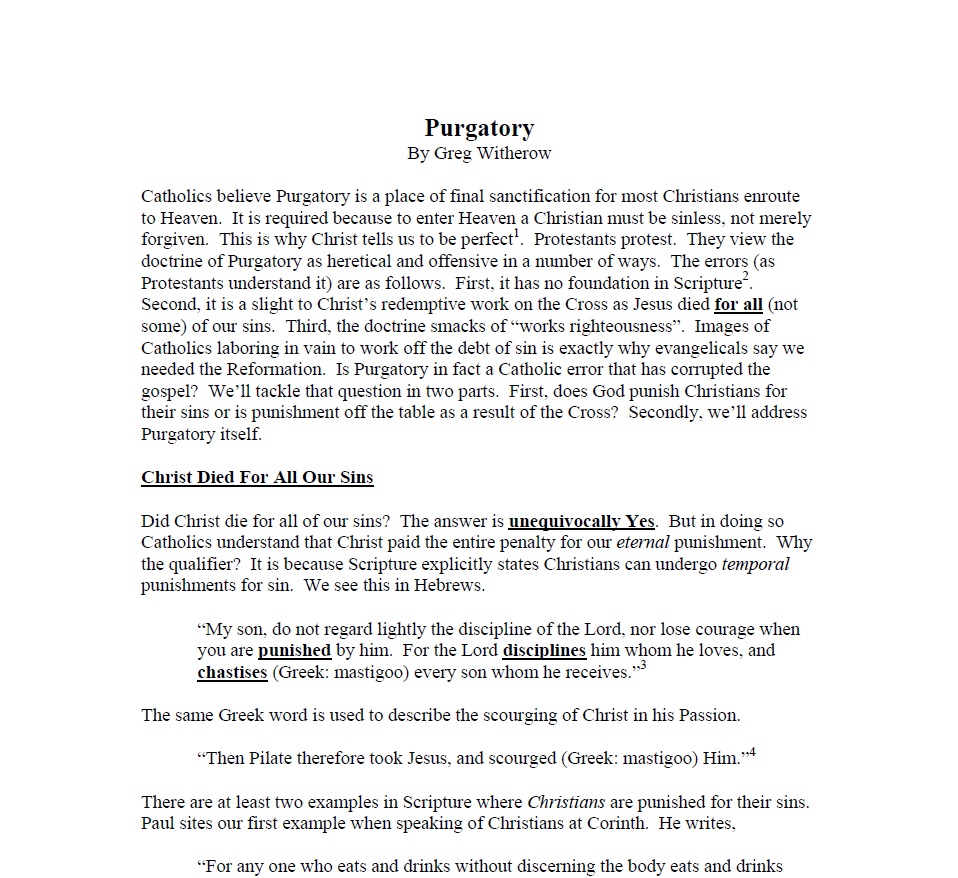 PURGATORY…( ARTICLE)