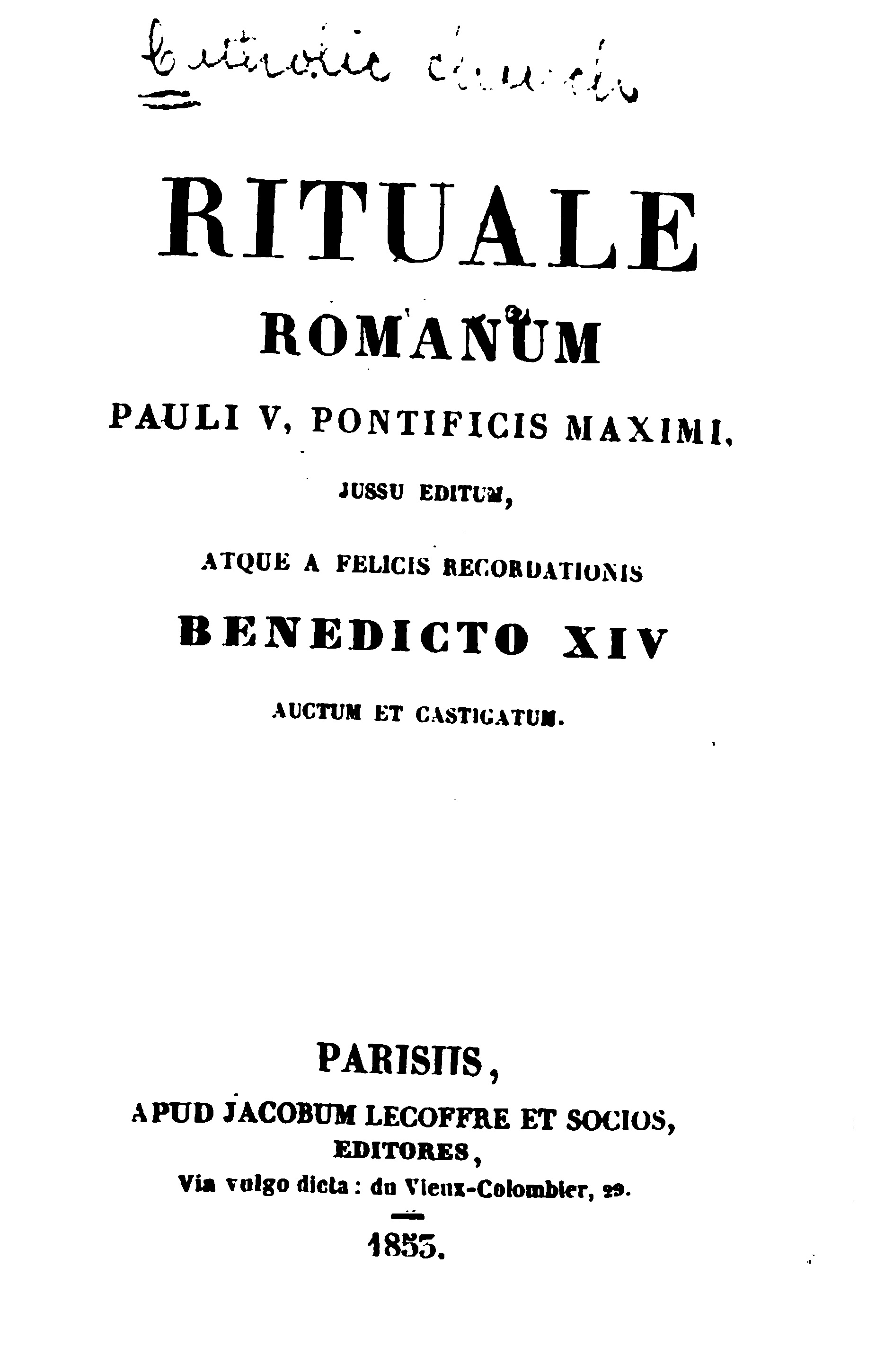 RITUALE ROMANUM 1853