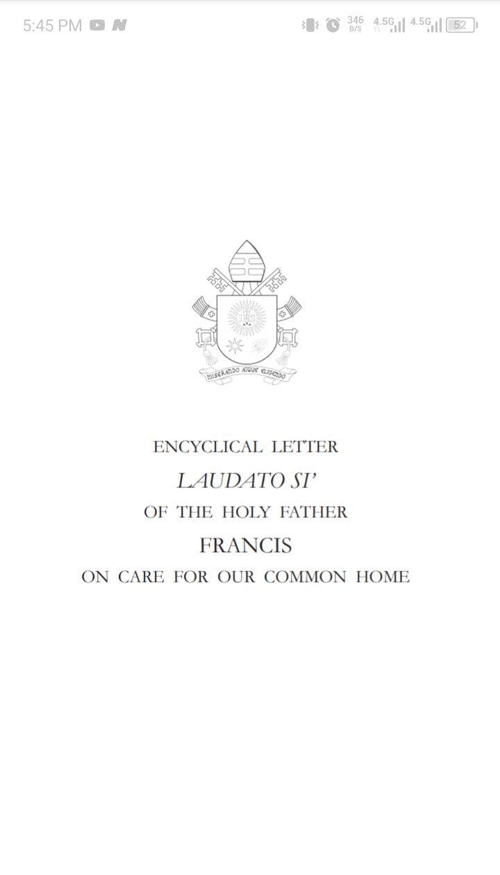ENCYCLICAL LETTER LAUDATO SI’ OF THE HOLY FATHER FRANCIS ON CARE FOR OUR COMMON HOME