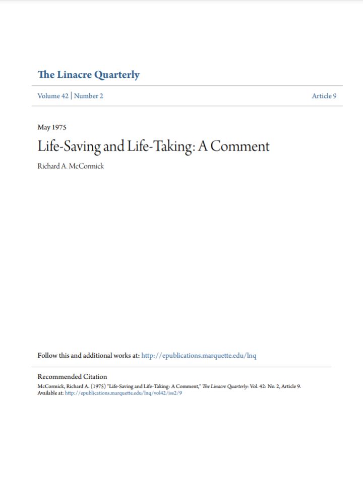 Life-Saving and Life-Taking: A Comment