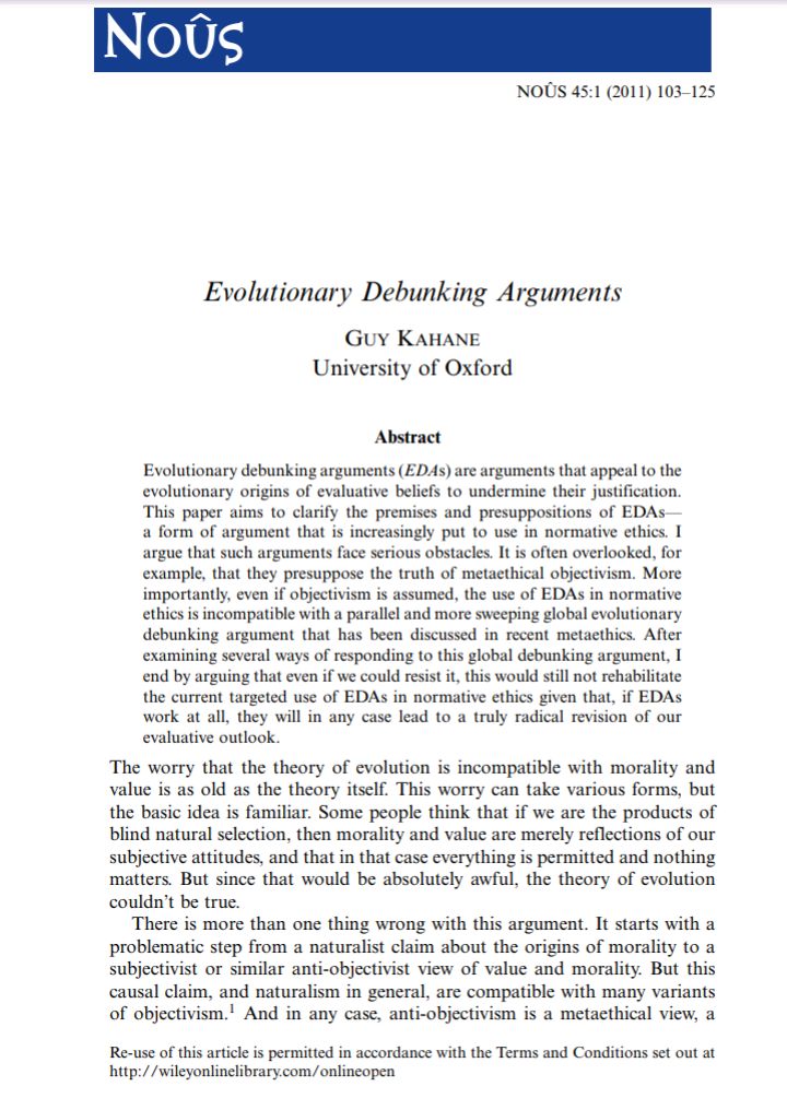 Evolutionary Debunking Arguments