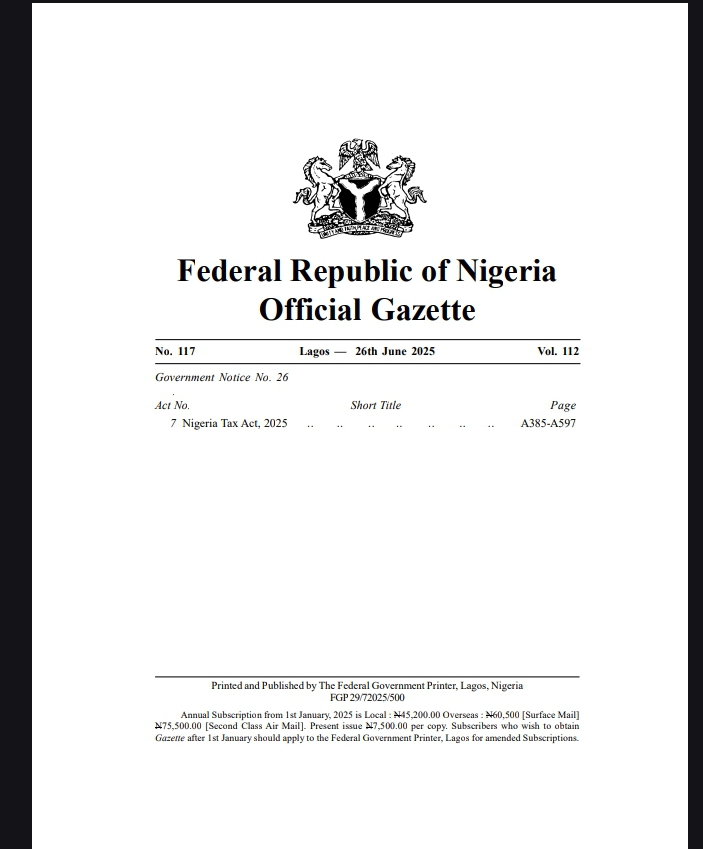 NIGERIA TAX ACT 2025